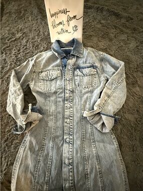 Lovers + Friends Light Blue Washed Denim Jacket Dress